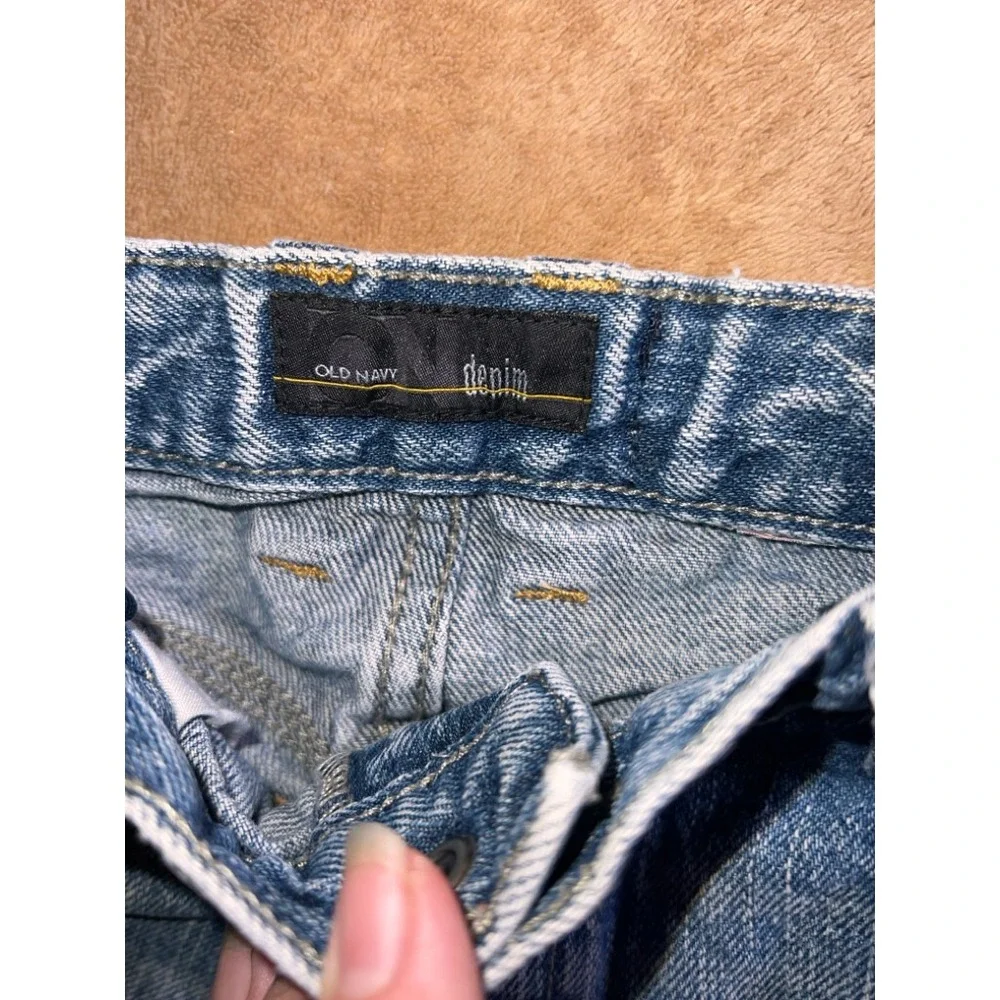 Vintage Old Navy Boy 5 Blue Denim‎ White Wash Carpenter Adjustable Waist Shorts